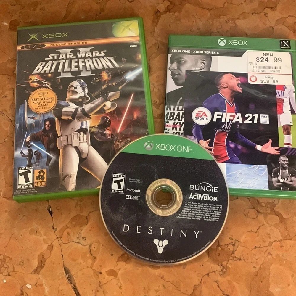 3 XBOX Games Star Wars Battlefront FIFA 21 & Destiny